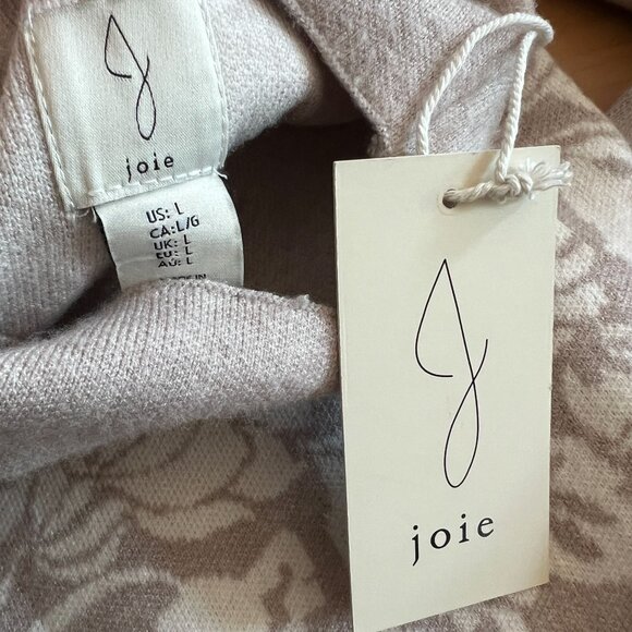 Joie Womens Soft High Neck Sweater White Botanical Print LARGE in Cream - Picture 6 of 9